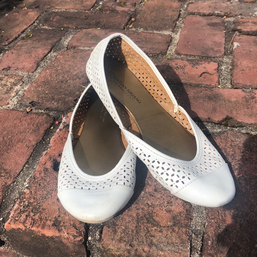 Christian Siriano White Eyelet Flats